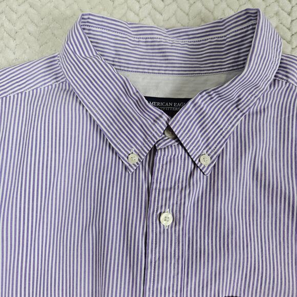 American Eagle Mens Shirt Sz XL Athletic Fit Lavender Striped Long Sleeve Career - Picture 2 of 13
